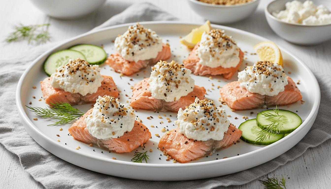 Salmon and Whipped Feta Cucumber Canapés
