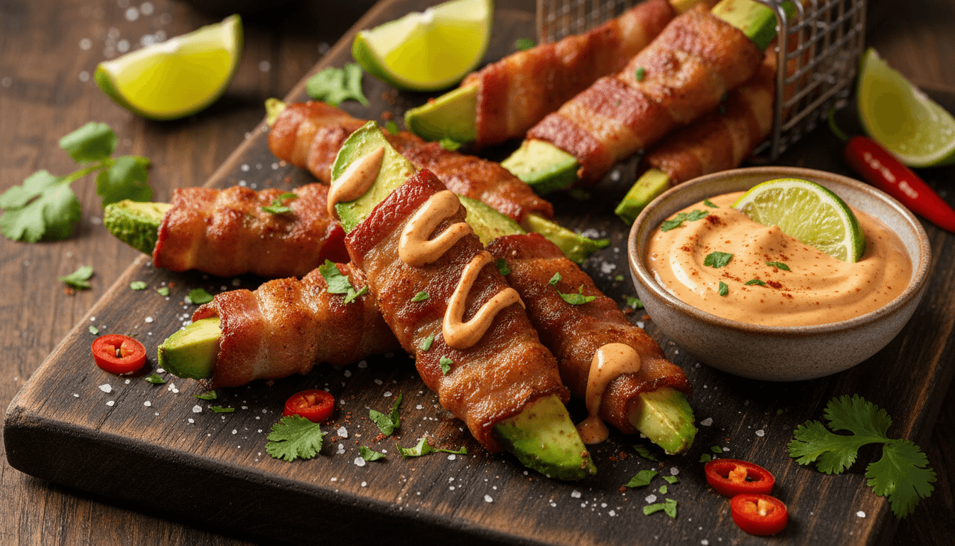Bacon-Wrapped Avocado Bites with Chipotle-Lime Mayo