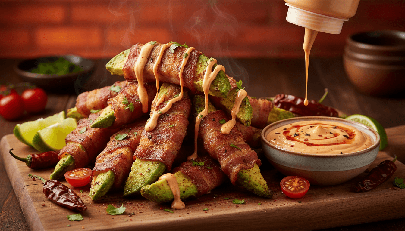 Bacon-Wrapped Avocado Wedges with Chili-Lime Dip