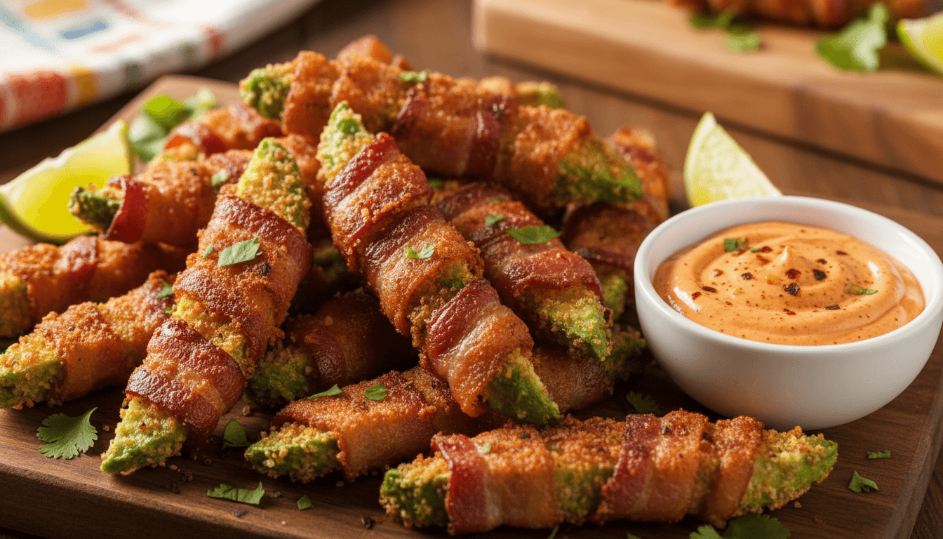 Bacon-Wrapped Avocado Wedges with Chipotle Mayo