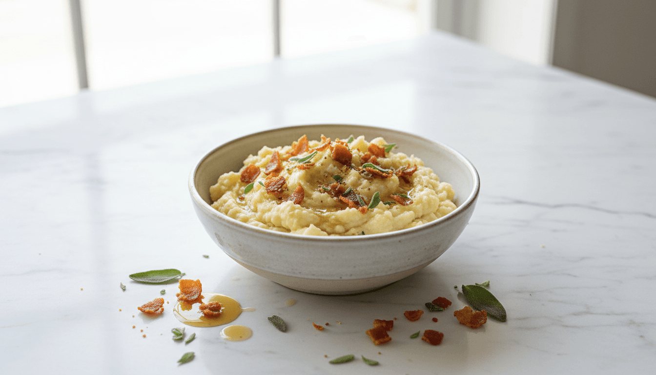 Sage-Brown Butter Cauliflower Mash with Pancetta