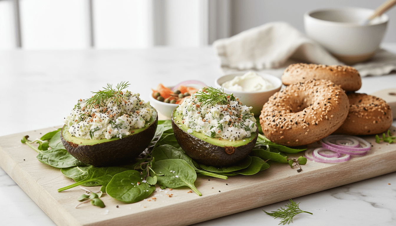 Baked Avocado Egg Boats with Bacon and Everything Seasoning