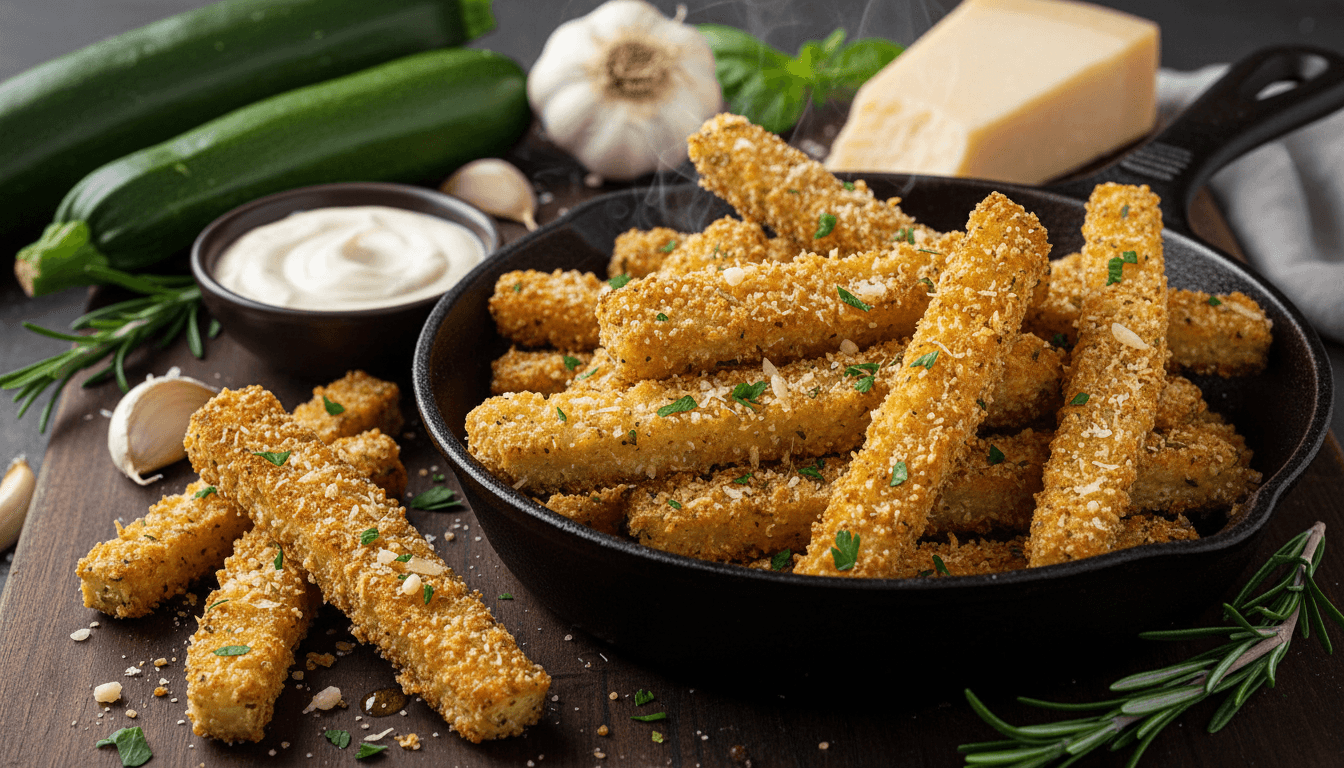 Air Fryer Zucchini Fries with Garlic-Parmesan Crust