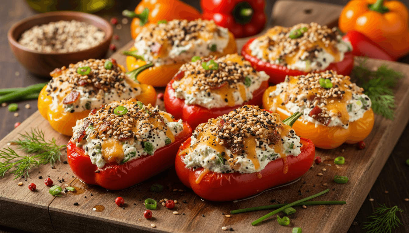Cheesy Everything Bagel Stuffed Mini Peppers