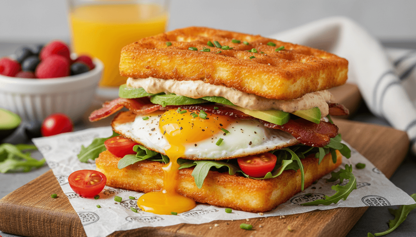 Halloumi and Avocado Chaffle Breakfast Sandwich