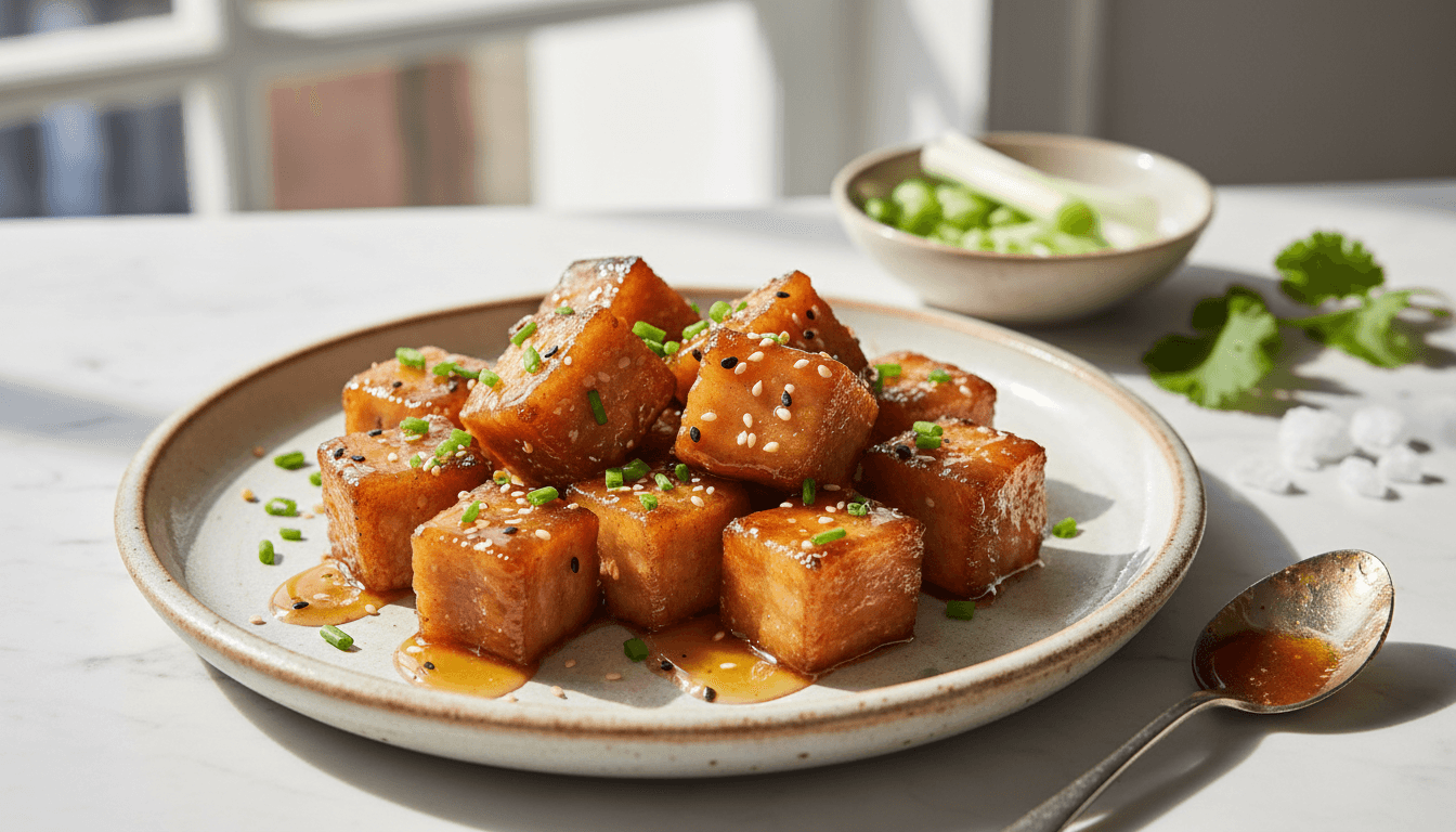 Sticky Allulose-Glazed Pork Belly Bites
