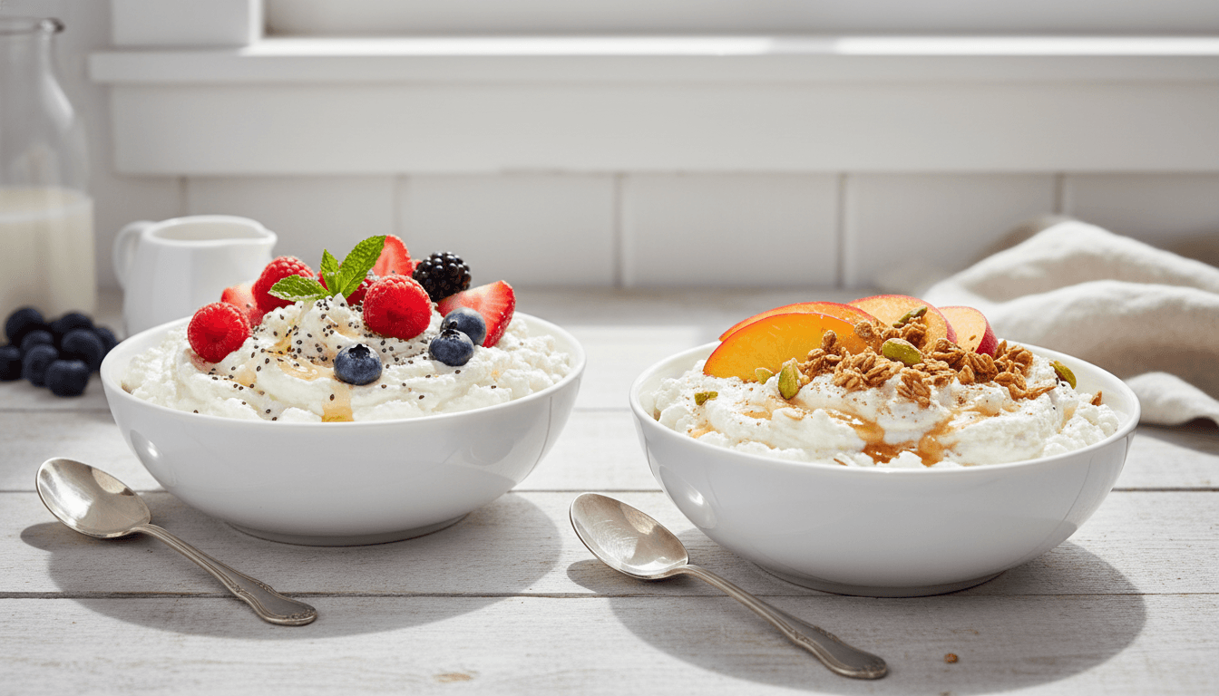 Vanilla Whipped Cottage Cheese Bowl with Almond Butter and Berries