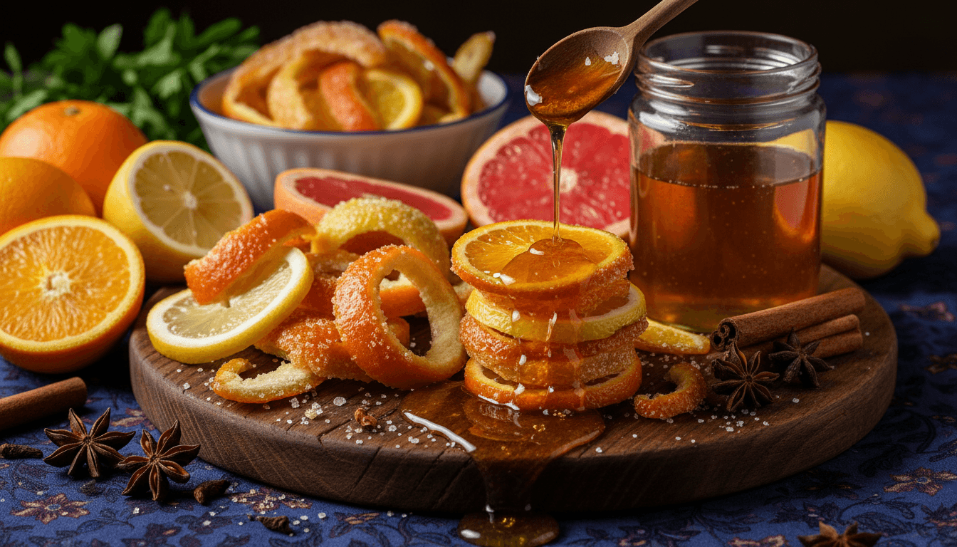 Classic Candied Orange Peel with Citrus Syrup