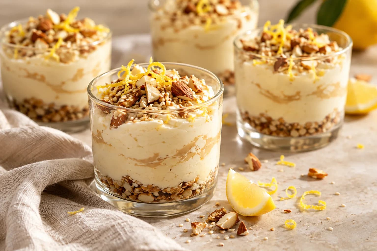 No-Bake Lemon-Tahini Cheesecake Cups